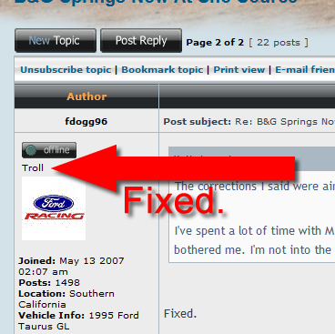 1993 Ford Taurus - A screenshot of a forum post shows a Ford Racing logo and user information.