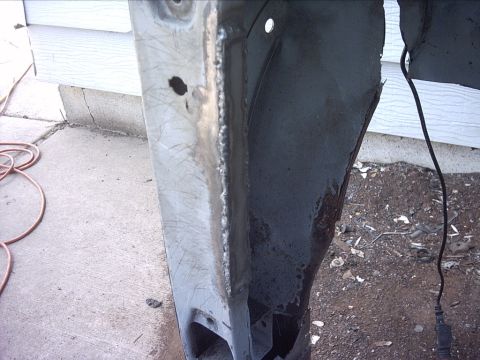 1954 Ford F-100 - 5-03-09: Well after a bunch more delays I finally got some work done on the 54. First I cut a strip of 10 gauge steel to build up the low o…