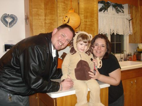 2000 Ford Crown Victoria - Family poses for a Halloween photo in a home kitchen setting.
