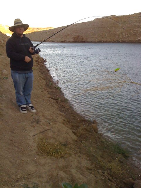 1968 Ford Mustang - A person casts a fishing line into a body of water on a sunny day.