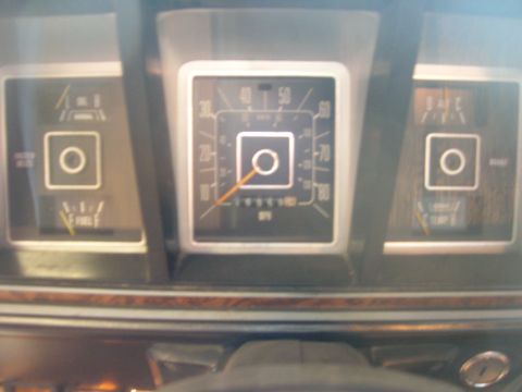 1975 Ford F-250 - The dashboard gauges, including the speedometer, indicate this is a 1973 Ford F-Series truck, not a 1975 model.