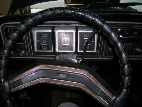 1975 Ford F-250 - Interior view of a Ford F-Series truck, displaying the dashboard and steering wheel.