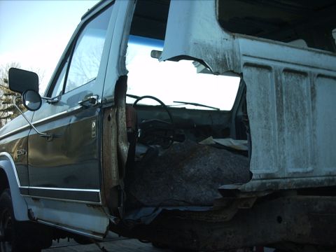 1954 Ford F-100 - 11-27-09: Then I removed the rest of the rear interior trim panels. After that I removed the rear window. And then the rear side windows. O…