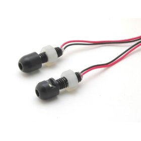 1986 Ford Bronco - Two small black LED marker lights with exposed wiring and mounting hardware are shown against a white background.