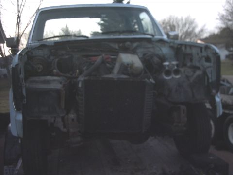 1954 Ford F-100 - 11-28-09: Then I pulled the front bumper, the front valance, core support and hood.