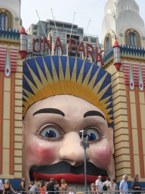 2008 Ford F-250 - The iconic Luna Park entrance in Australia features a large, smiling face with blue eyes and a prominent mustache.