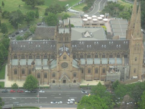 2008 Ford F-250 - An aerial perspective captures the grandeur of St. Mary's Cathedral, with traffic visible on the surrounding roads.