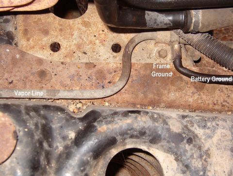 1993 Ford Bronco - With the Right wheelwell gone, it's easy to inspect the frame ground, just inboard of the spring tower on top of the frame rail. The batter…