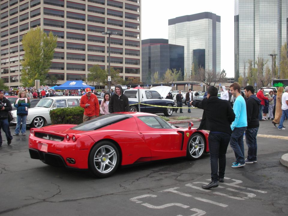Red sports car rear 3/4 view