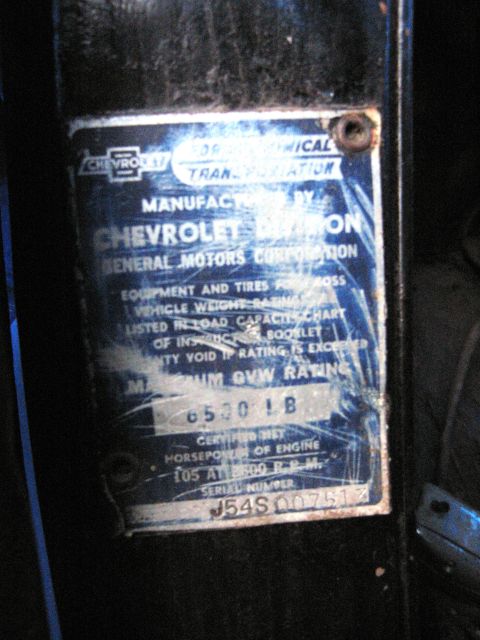 1986 Ford Bronco - Vehicle identification plate from Chevrolet Division, General Motors Corporation.