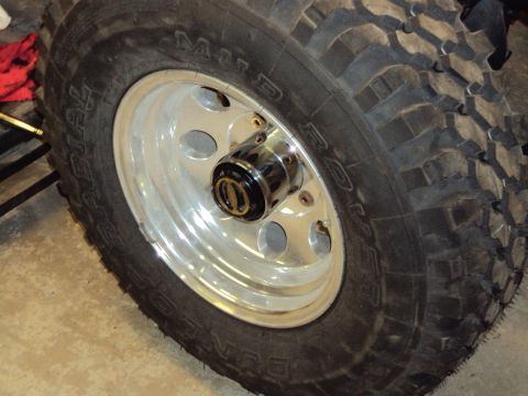 1948 Jeep Wrangler - A close-up view of a tire and wheel assembly, likely for an off-road vehicle.