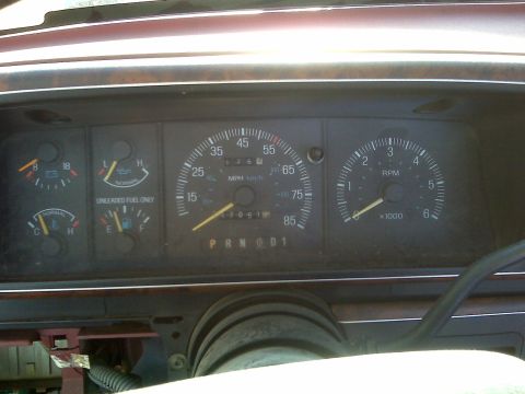1989 Ford Bronco - The dashboard displays various gauges including speed, RPM, fuel level, oil pressure, and engine temperature, with an odometer reading of 7…
