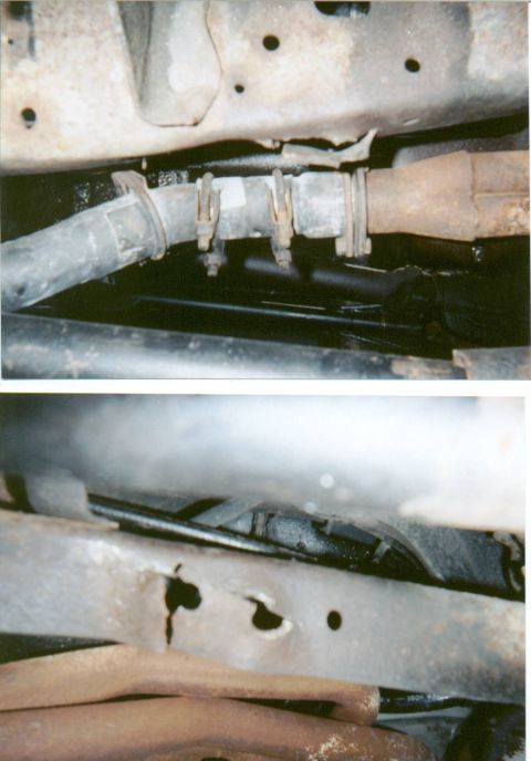 1980 Ford Bronco - My Bronco: Drop brackets and sheer walls don't mix. Note the ripped frame.