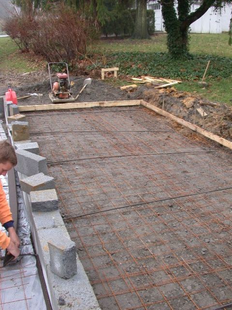 1996 Ford Bronco - Construction work in progress, preparing for a concrete pour with rebar and formwork.