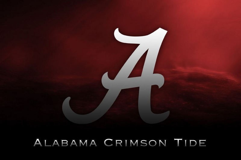 Alabama Crimson Tide logo on a red background