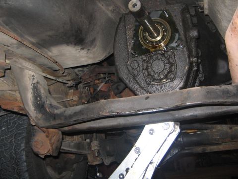 1978 Ford Bronco - The transmission of a 1978 Ford Bronco is shown with a bearing exposed.