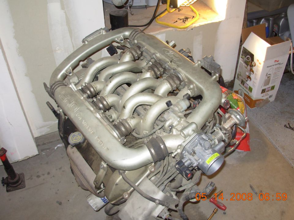 Ford V6 engine with intake manifold and throttle body