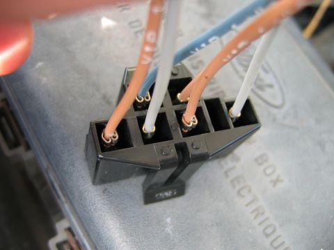 1992 Ford Bronco - Wires connect to a black electrical component, with 'ELECTRIC BOX' visible on the surface.