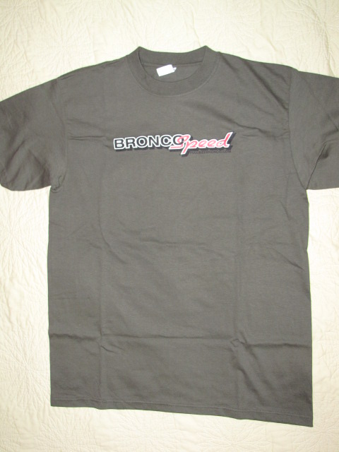 1984 Ford Bronco - This gray t-shirt features a "BRONCO Speed" graphic on the chest.