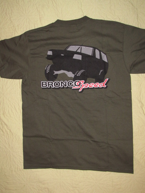 1984 Ford Bronco - T-shirt graphic shows a lifted Bronco with "BRONCO Speed" text.