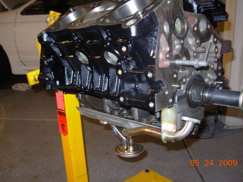 1991 Ford Taurus - Engine block on a stand, ready for rebuild or installation.