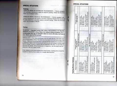 1978 Ford Bronco - This document provides towing instructions and specifications for Ford Bronco vehicles.