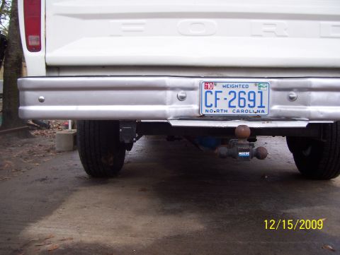 1978 Ford Bronco - 1978 Ford F-350 pickup truck rear view with license plate and hitch.
