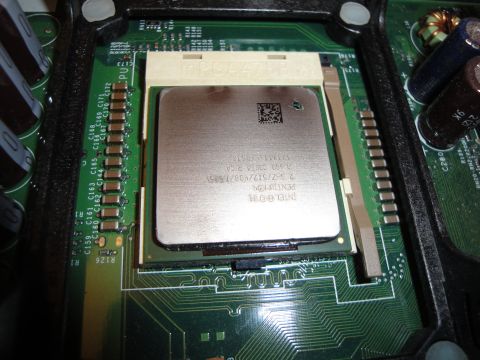 1993 Ford Taurus - Close-up view of a computer's central processing unit (CPU) installed on a motherboard.