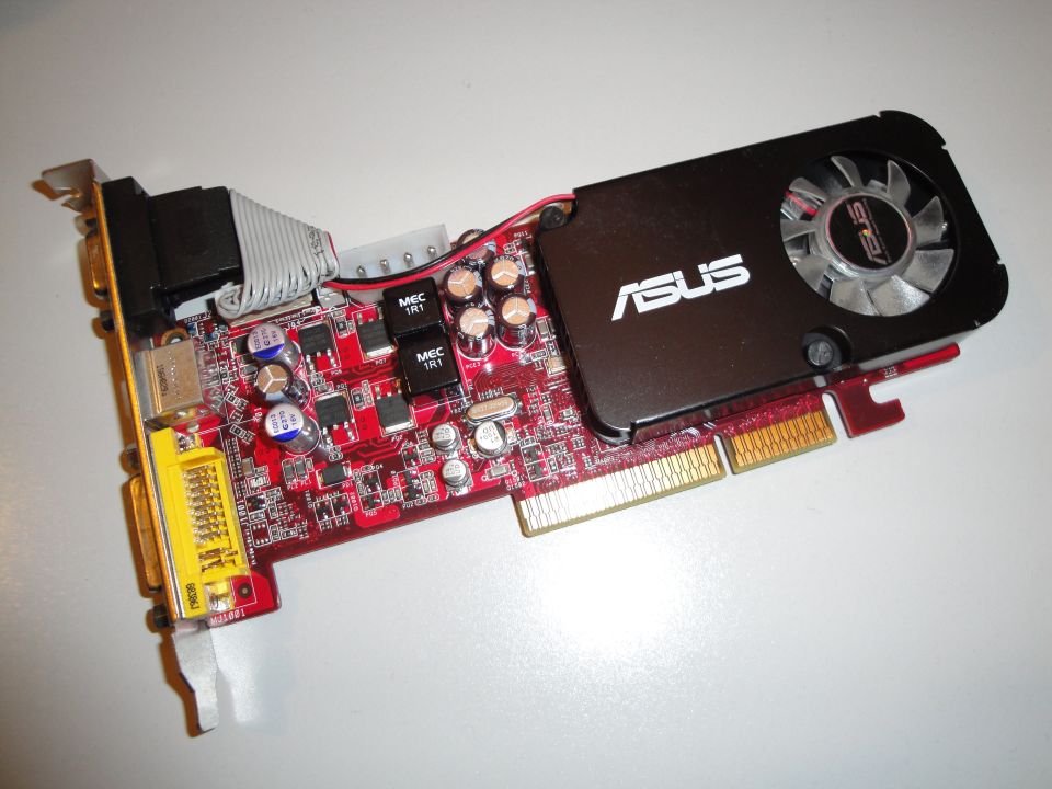 ASUS graphics card with fan and yellow DVI port