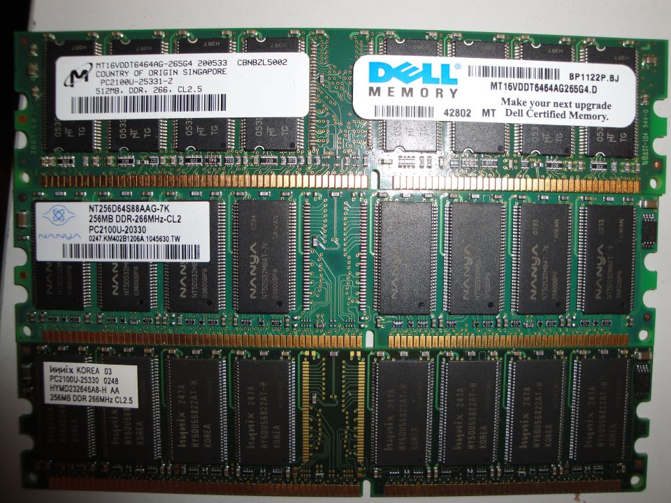 Computer memory modules with Dell and Nanya branding