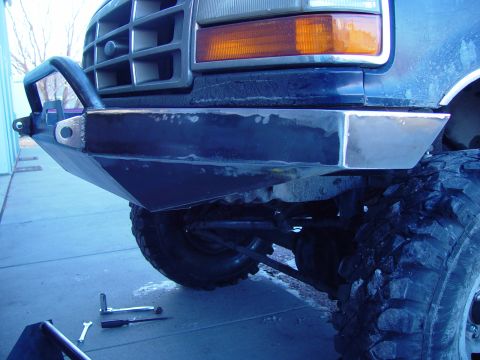 1993 Ford Bronco - Custom front bumper installed on a 1992 Ford Bronco, heavy-duty construction for off-road use.