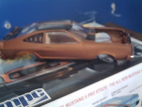 1978 Ford Mustang II - Model car body of a 1978 Ford Mustang II, side view, with visible text indicating it is a Pro Stock model.