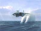 1996 Ford Bronco - An F-14 Tomcat fighter jet flies at low altitude over the ocean, kicking up a large spray of water.
