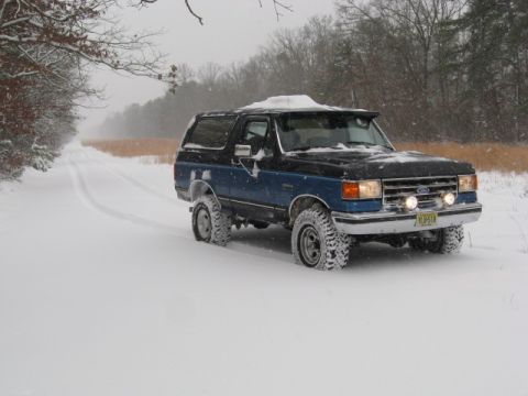 1990 Ford Bronco - Fresh snow ...and still a ways to go.....my daughter & I on the trails behind the house.