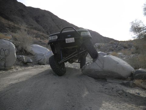 1997 Ford Ranger - This modified 1997 Ford Ranger navigates a rocky desert trail.