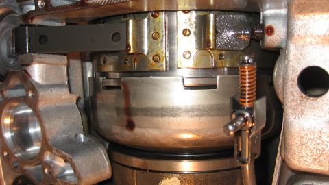 1997 Dodge 2500 - Internal view of a vehicle's transmission, showing gears and hydraulic components.