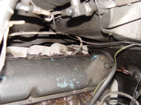 1996 Ford Bronco - This image shows a section of an engine, focusing on the valve cover and surrounding wiring and hoses.