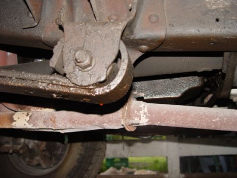 1996 Ford Bronco - Close-up view of the undercarriage suspension components on a 1996 Ford Bronco.