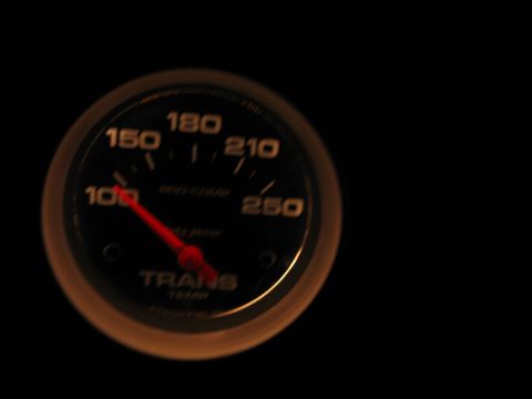 1992 Ford Bronco - Transmission temperature gauge shows reading at 100 degrees.
