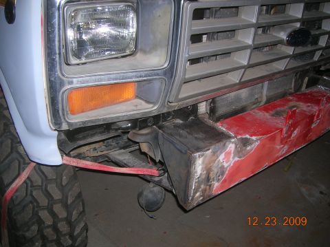 1985 Ford Bronco - Custom bumper fabrication on a Ford truck front end. Date stamp reads 12.23.2009.