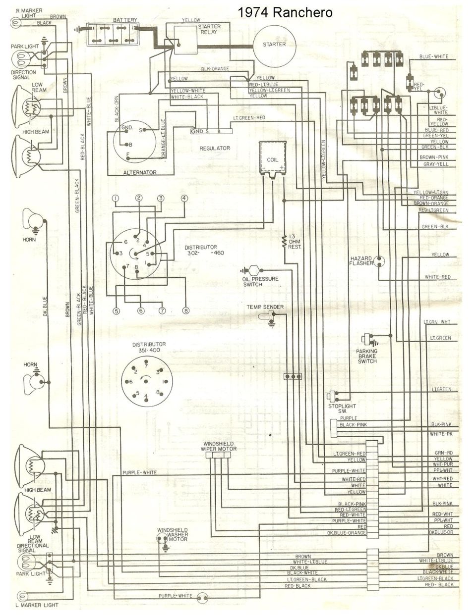 1974 Ranchero wiring diagram schematic