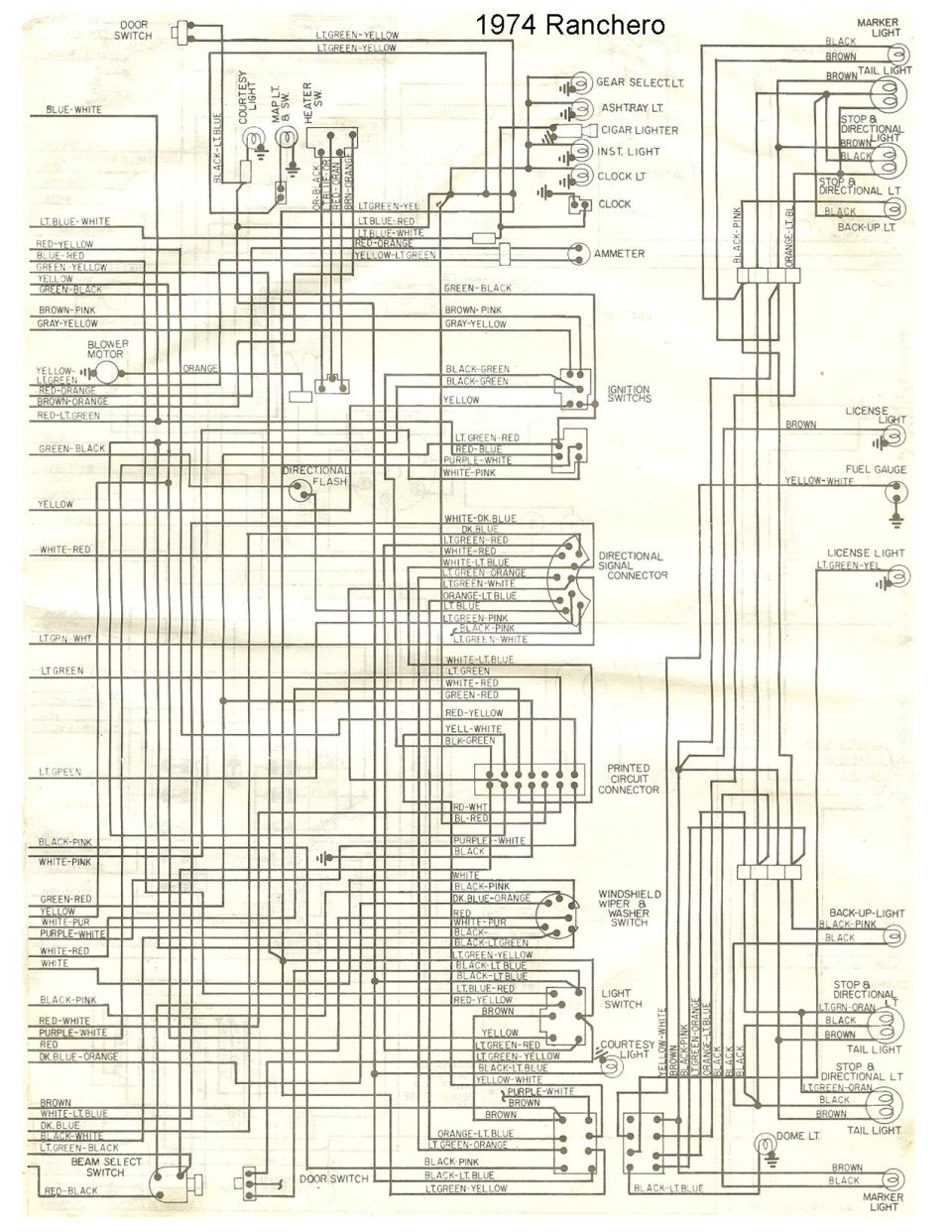 1974 Ranchero wiring diagram schematic