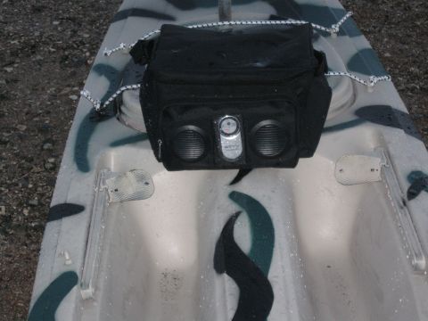 1991 Ford Bronco - This kayak has a portable speaker system attached to the front deck.