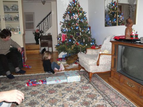 2000 Ford Crown Victoria - A festive living room scene with a Christmas tree, gifts, and family members enjoying the holiday.