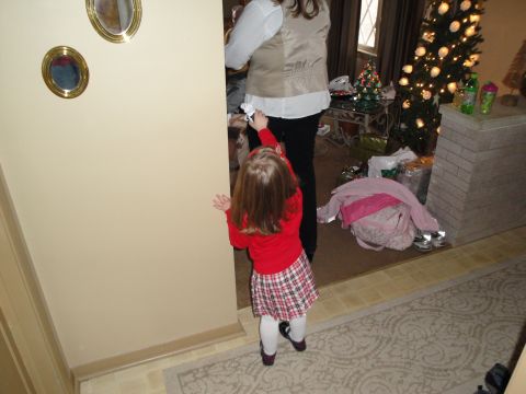 2000 Ford Crown Victoria - A child reaches out in a room decorated for Christmas, with a decorated tree and presents visible.