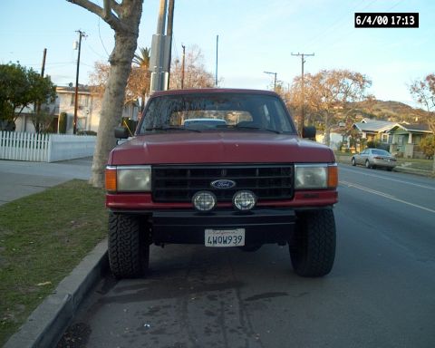 1988 Ford Bronco - cut the bumper and added lights to it.