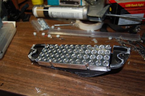 1985 Mercury Grand Marquis - Custom LED light assembly on a workbench, possibly for a vehicle modification project.