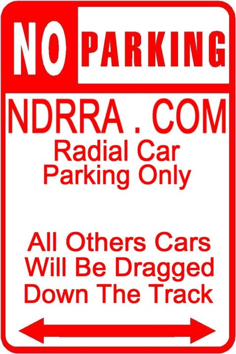 1992 Ford Mustang - This sign indicates 'No Parking' and specifies rules for NDRRA.COM members, with a warning for others.