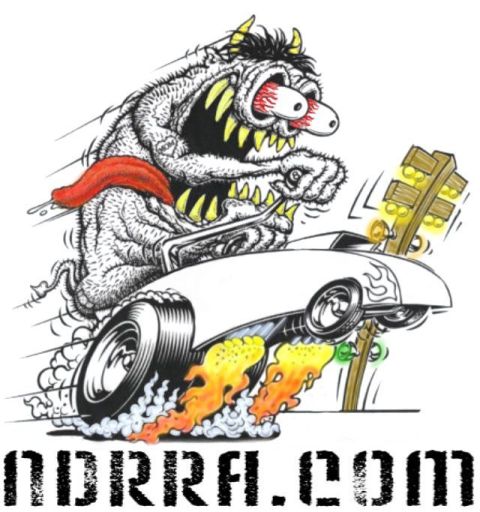 1992 Ford Mustang - Cartoon monster driving a hot rod with flames and smoke effects.