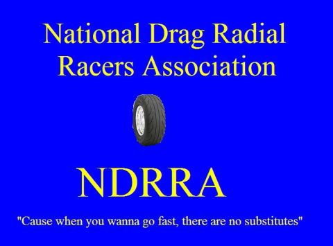 1992 Ford Mustang - This image displays the logo for the National Drag Radial Racers Association, a tire and their slogan.